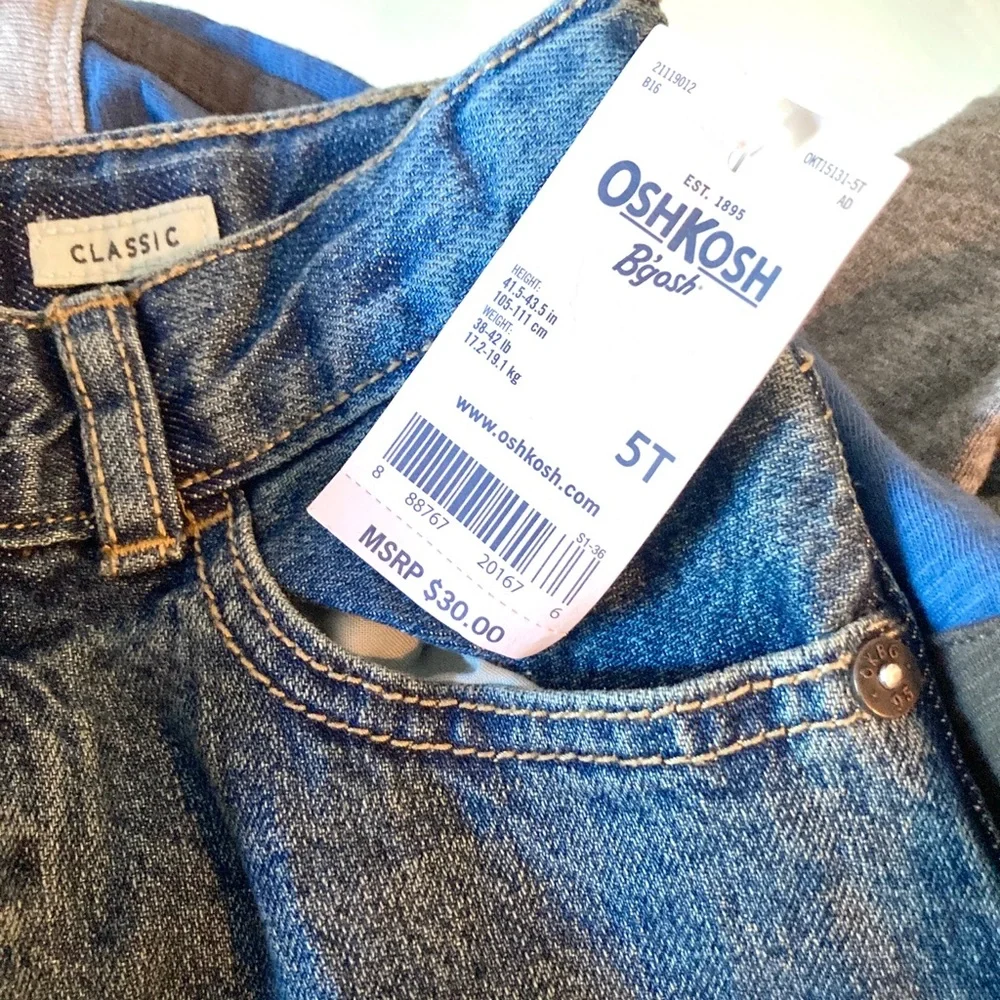 NWT Oshkosh jeans and 2 long sleeve tees Size 5